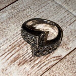 Lady Remington 925 Sterling Silver Marquisette Geometric Pattern Ring Size 6-7
